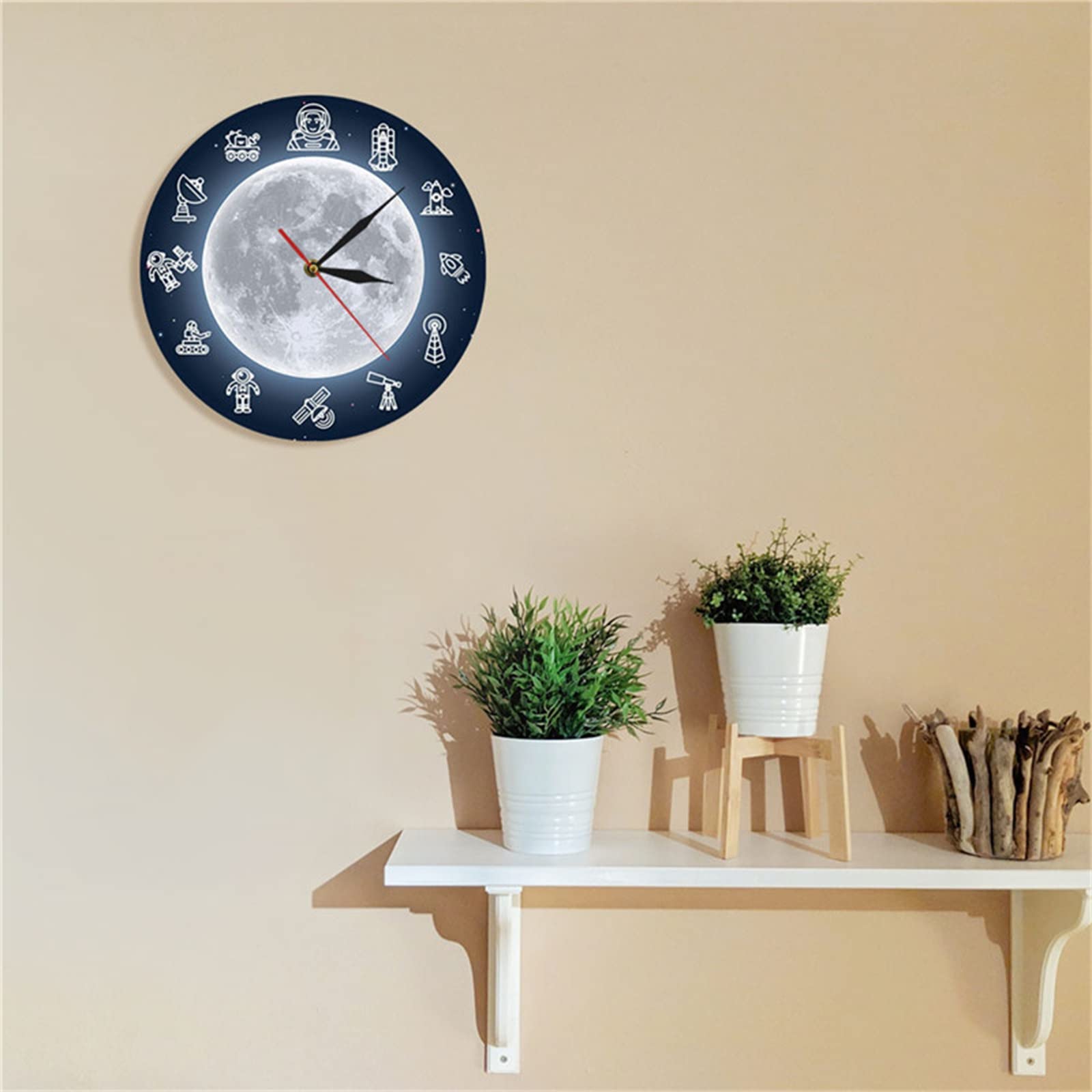 Amazon.co.jp: ムーンウォールアート宇宙飛行士時計、12インチの宇宙